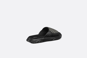 Dior H-Town Sandal • Black Rubber with Beige and Black Dior Oblique Jacquard