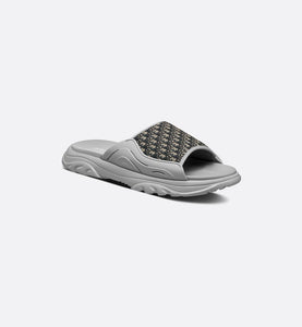 Dior H-Town Sandal • Gray Rubber with Beige and Black Dior Oblique Jacquard