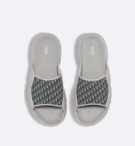 Dior H-Town Sandal • Gray Rubber with Beige and Black Dior Oblique Jacquard