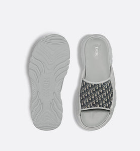 Dior H-Town Sandal • Gray Rubber with Beige and Black Dior Oblique Jacquard