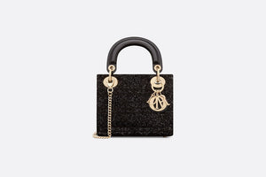 Mini Lady Dior Bag Black Cannage Cotton with Micropearl Embroidery Curated Sense