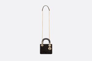 Mini Lady Dior Bag • Black Cannage Cotton with Micropearl Embroidery