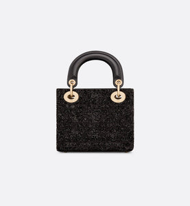 Mini Lady Dior Bag • Black Cannage Cotton with Micropearl Embroidery