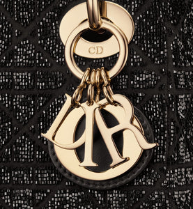Mini Lady Dior Bag • Black Cannage Cotton with Micropearl Embroidery