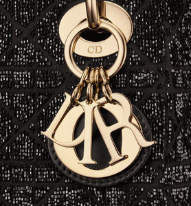 Mini Lady Dior Bag • Black Cannage Cotton with Micropearl Embroidery