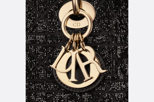 Mini Lady Dior Bag • Black Cannage Cotton with Micropearl Embroidery