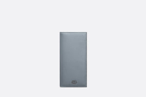 Vertical Long Wallet • Dior Gray Grained Calfskin with CD Icon Signature