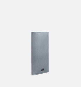 Vertical Long Wallet • Dior Gray Grained Calfskin with CD Icon Signature