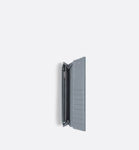 Vertical Long Wallet • Dior Gray Grained Calfskin with CD Icon Signature