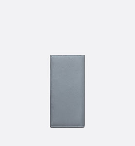Vertical Long Wallet • Dior Gray Grained Calfskin with CD Icon Signature