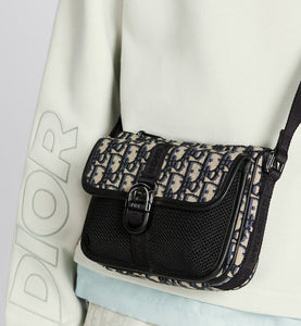 Mini Dior Aqua Bag with Strap • Beige and Black Dior Oblique Jacquard