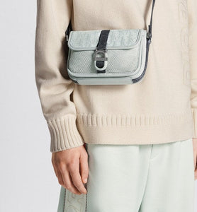 Mini Dior Aqua DIOR AND PARLEY Bag with Strap • Ice Parley Ocean Plastic® Dior Oblique Mirage Nylon