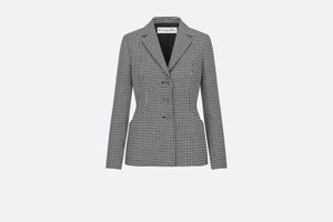 30 Montaigne Bar Jacket • Black and White Single-Breasted Houndstooth Wool