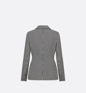 30 Montaigne Bar Jacket • Black and White Single-Breasted Houndstooth Wool