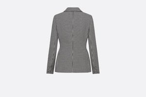 30 Montaigne Bar Jacket • Black and White Single-Breasted Houndstooth Wool