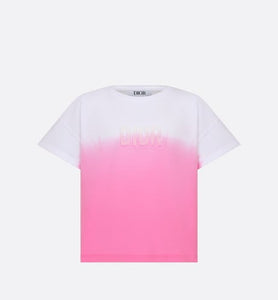 Kid's T-Shirt • Ivory and Pop Pink Dip-Dye Printed Cotton Jersey