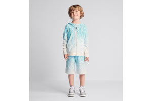Kid's Track Shorts • Light Blue and Ivory Dior Oblique Dip-Dye Printed Cotton Fleece