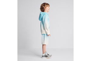 Kid's Track Shorts • Light Blue and Ivory Dior Oblique Dip-Dye Printed Cotton Fleece