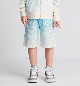 Kid's Track Shorts • Light Blue and Ivory Dior Oblique Dip-Dye Printed Cotton Fleece
