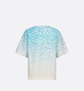 Kid's T-Shirt • Light Blue and Ivory Dior Oblique Dip-Dye Printed Cotton Jersey