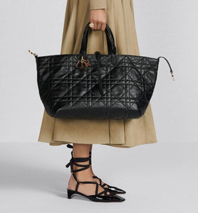 Large Dior Toujours Bag • Medium Tan Macrocannage Calfskin