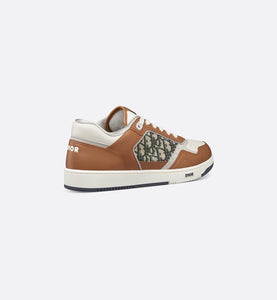 B27 Low-Top Sneaker • Brown and Cream Smooth Calfskin with Beige and Black Dior Oblique Jacquard