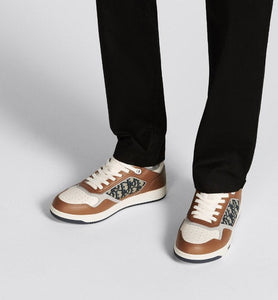 B27 Low-Top Sneaker • Brown and Cream Smooth Calfskin with Beige and Black Dior Oblique Jacquard