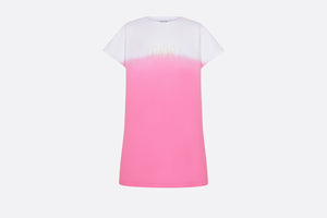 Kid's Straight-Cut Dress • Ivory and Pop Pink Dip-Dye Printed Cotton Jersey