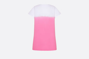 Kid's Straight-Cut Dress • Ivory and Pop Pink Dip-Dye Printed Cotton Jersey