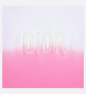 Kid's Straight-Cut Dress • Ivory and Pop Pink Dip-Dye Printed Cotton Jersey