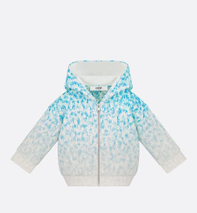 Baby Hooded Sweatshirt • Light Blue and Ivory Dior Oblique Dip-Dye Printed Cotton Fleece