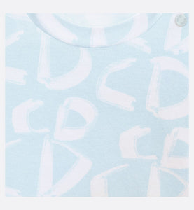 Baby T-Shirt • Light Blue Cotton Jersey with Ivory Revisited CD Motif