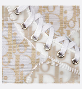 Kid's B23 High-Top Sneaker • White and Gold-Tone Dior Oblique Technical Fabric