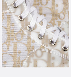 Kid's B23 High-Top Sneaker • White and Gold-Tone Dior Oblique Technical Fabric
