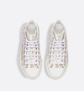 Kid's B23 High-Top Sneaker • White and Gold-Tone Dior Oblique Technical Fabric