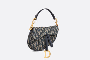 Mini Saddle Bag with Strap • Blue Dior Oblique Jacquard
