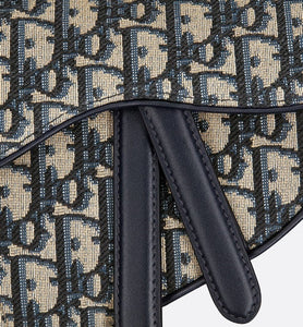 Mini Saddle Bag with Strap • Blue Dior Oblique Jacquard