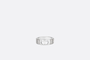 Crystals and CD Icon Ring • Silver-Finish Brass and White Crystals
