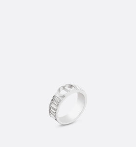 Crystals and CD Icon Ring • Silver-Finish Brass and White Crystals