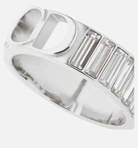 Crystals and CD Icon Ring • Silver-Finish Brass and White Crystals