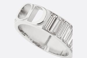 Crystals and CD Icon Ring • Silver-Finish Brass and White Crystals
