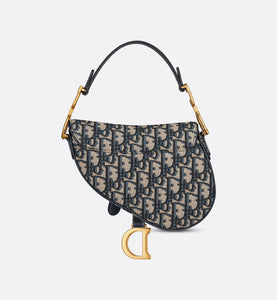Mini Saddle Bag with Strap • Blue Dior Oblique Jacquard