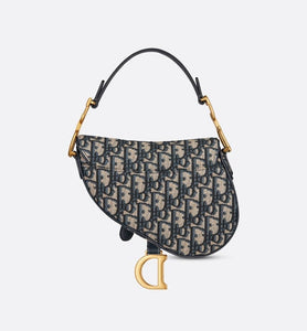 Mini Saddle Bag with Strap • Blue Dior Oblique Jacquard