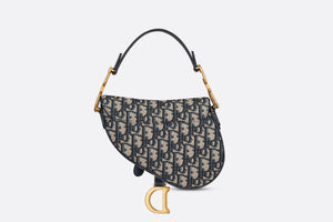 Mini Saddle Bag with Strap • Blue Dior Oblique Jacquard