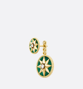Rose Des Vents Earring • Yellow Gold, Diamonds and Malachite
