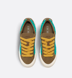 B33 Sneaker - LIMITED AND NUMBERED EDITION - with Digital Twin • Turquoise Dior Oblique Mohair and Brown Suede