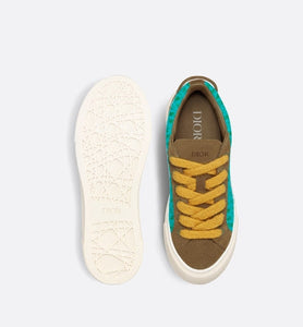 B33 Sneaker - LIMITED AND NUMBERED EDITION - with Digital Twin • Turquoise Dior Oblique Mohair and Brown Suede