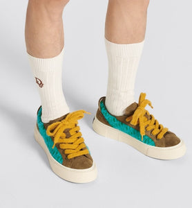 B33 Sneaker - LIMITED AND NUMBERED EDITION - with Digital Twin • Turquoise Dior Oblique Mohair and Brown Suede
