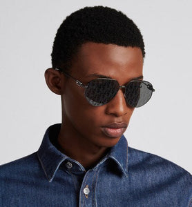CD Link A1U • Gray Mirrored Pilot Sunglasses with Dior Oblique Motif