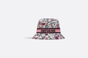 D-Bobby Florilegio Small Brim Bucket Hat • White Multicolor Technical Cotton